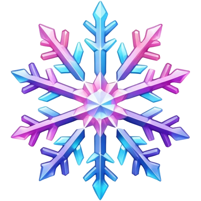 Gradient iridescent Pastel rainbow Pink violet blue crystal star snowflake  emoji