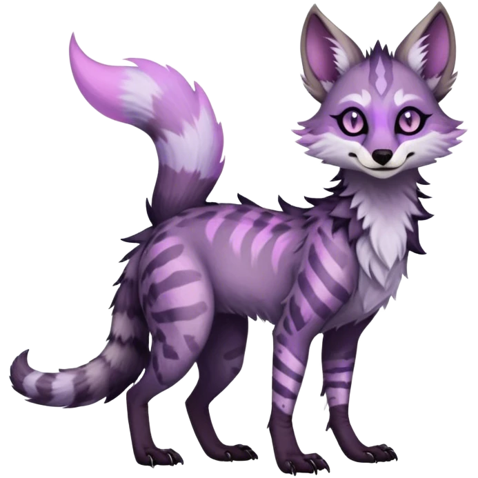 Feral Rare Fantasy dark pastel Vernid-Sergal-Genet-Trico-species by LiLaiRa, random markings, tufted ears, full body emoji