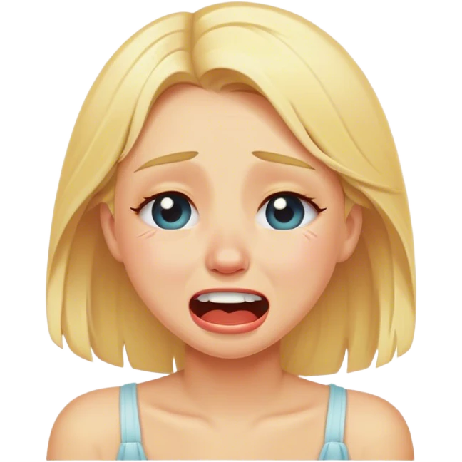 blonde girl crying from laughter emoji