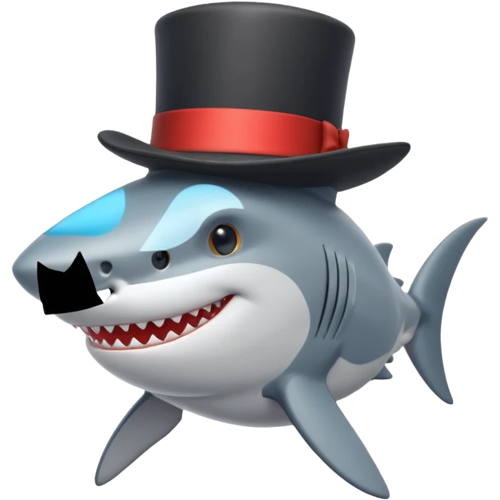 Shark with a top hat emoji