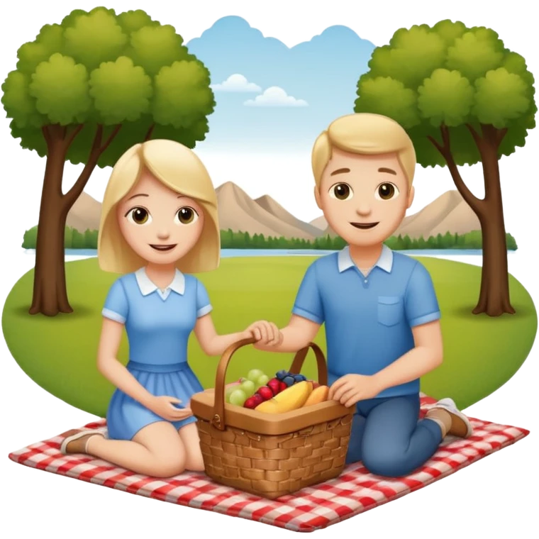 Couple + picnic basket, Park Visitors. emoji