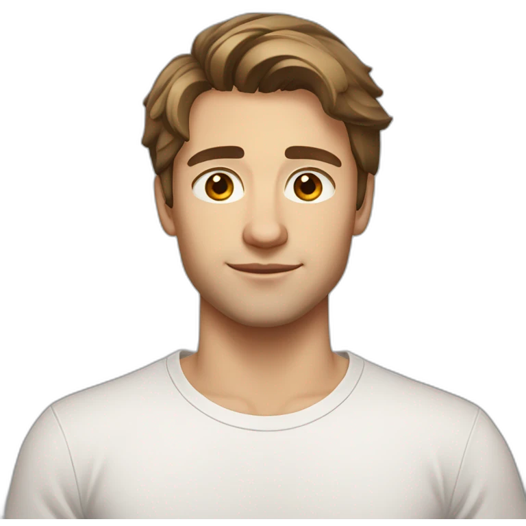22 years old, Russian guy, shoulder-length brown hair, white T-shirt emoji