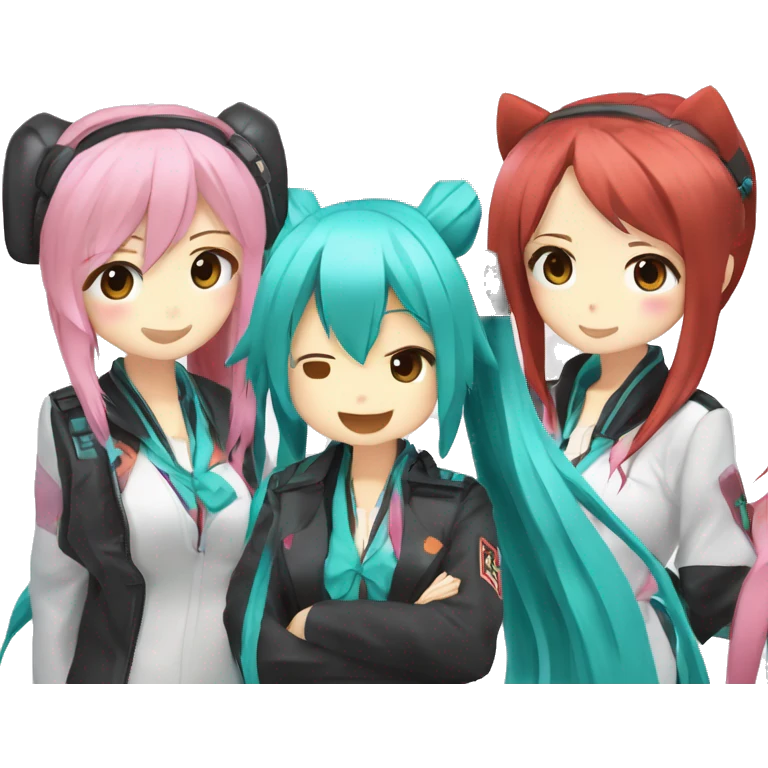 A TOK emoji of hatsune miku and kasane teto and akita neru, the triple baka squad emoji