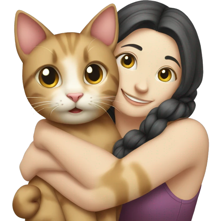 female cat hugging cat emoji