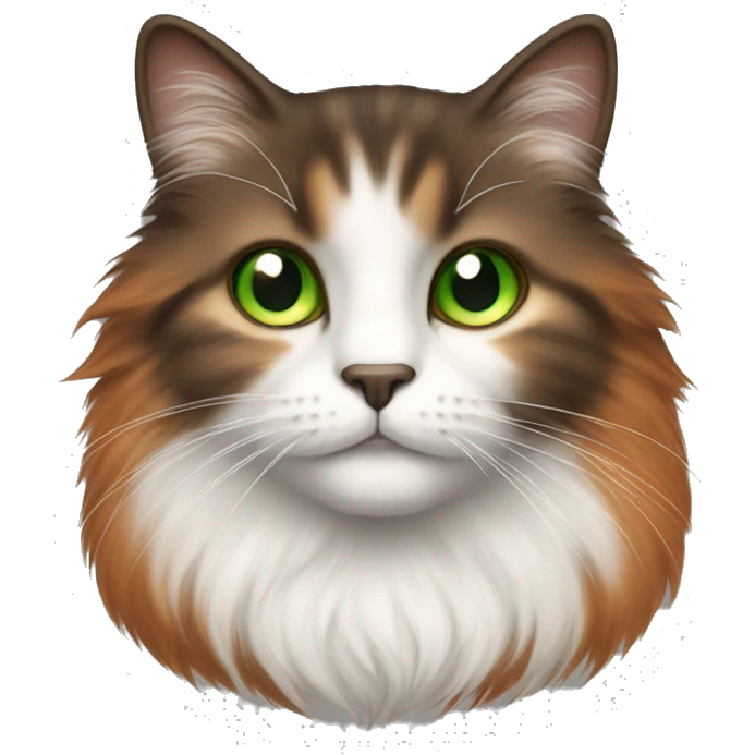 fluffy cat with orange, brown and dark brown hair and green eyes emoji