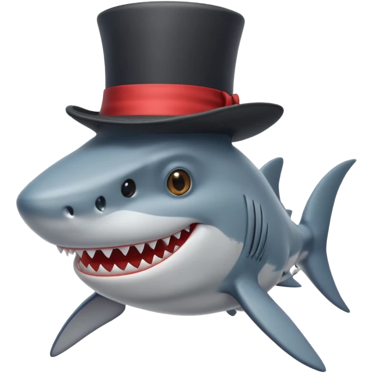 Shark with a top hat emoji