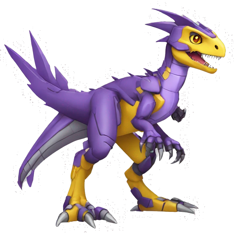  Cool Edgy Purple Yellow Digimon-Fakemon-Velociraptor-Dragon-Mecha full body emoji