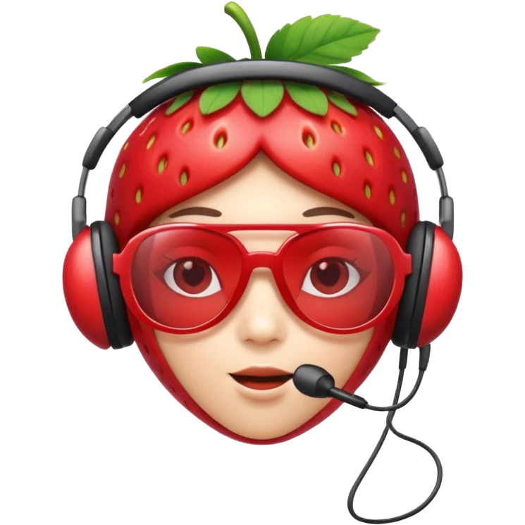 A Cute strawberry wearing headset and shades emoji