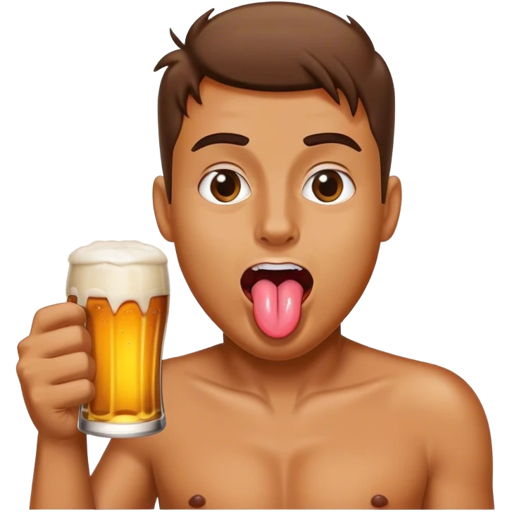tongue sticking out with beer and hand ￼ emoji