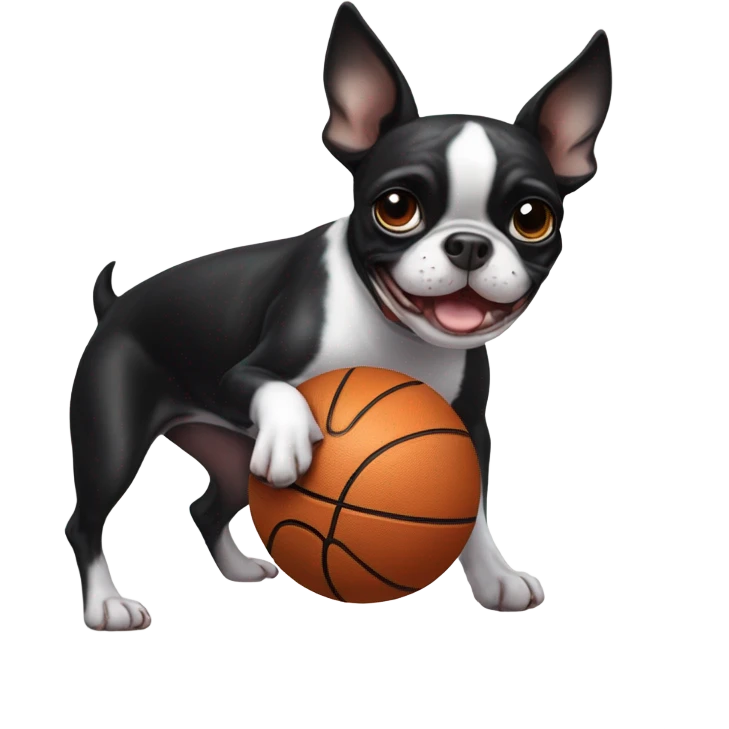 Boston terrier playing basketball emoji