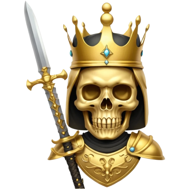 Golden skull with crown now make it with a worrior sowrd with a skull body emoji