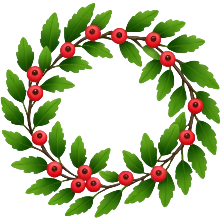 A leafy wreath with small berries woven between the branches. emoji