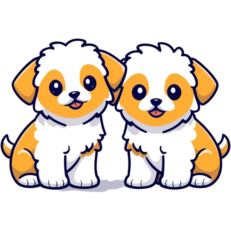 two realistic maltipoo puppies with curly fur emoji