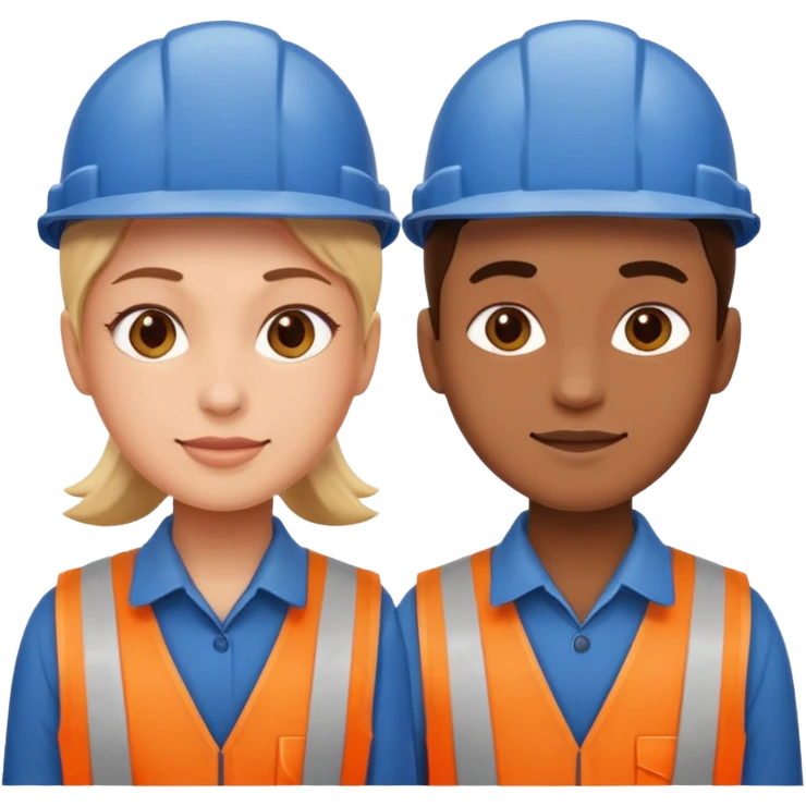 create a realistic emoji of two working packaging workers. one of them starting the work and the other one finished emoji
