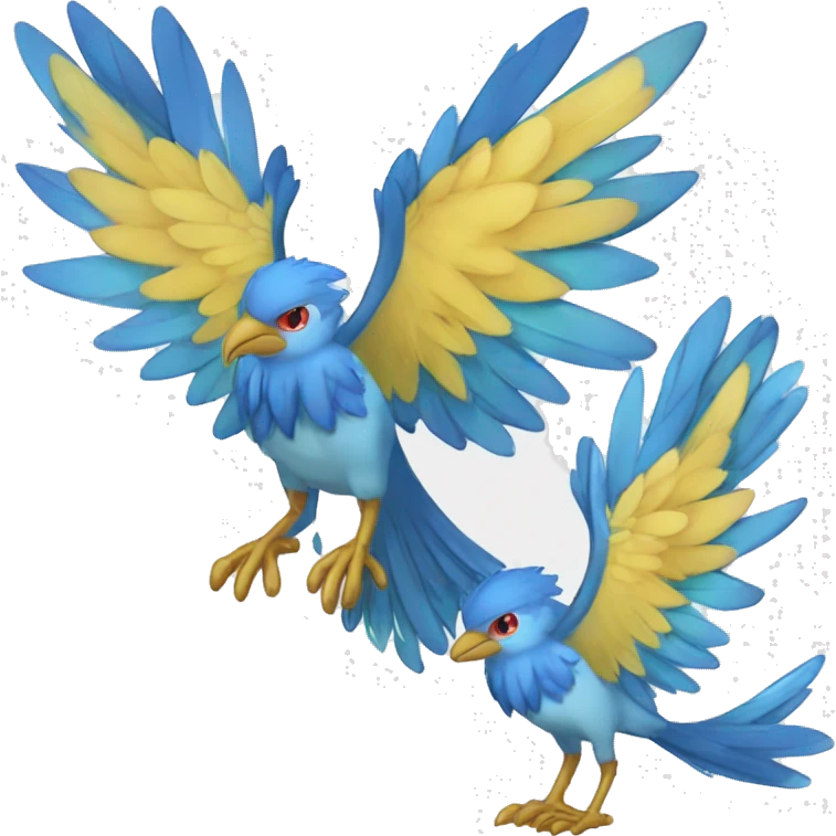 Edgy Fantasy legendary blue bird water-type-Hydro-Phoenix-avian Fakemon full body emoji