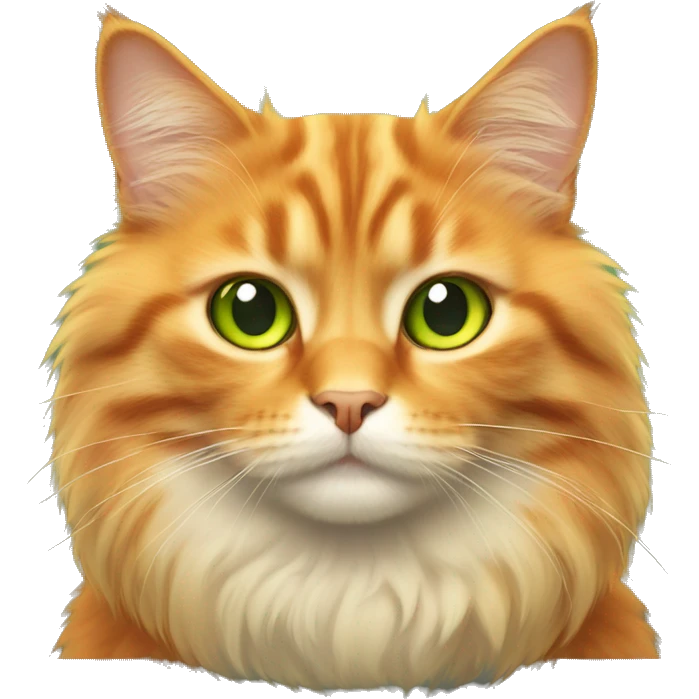 Orange fluffy cat with yellow/green eyes  emoji