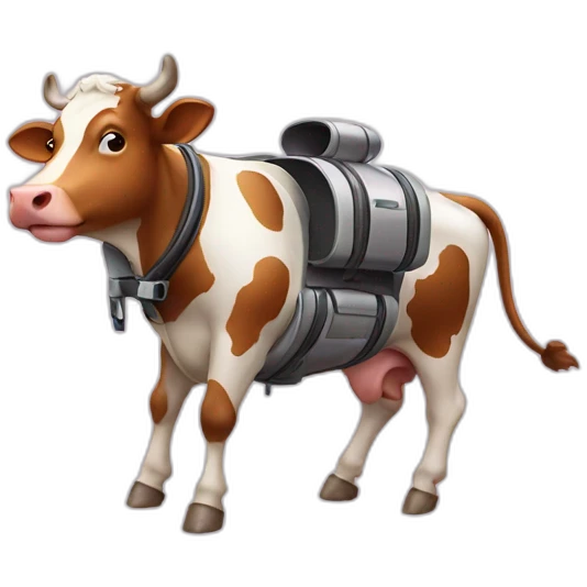 Cow with a jet pack emoji