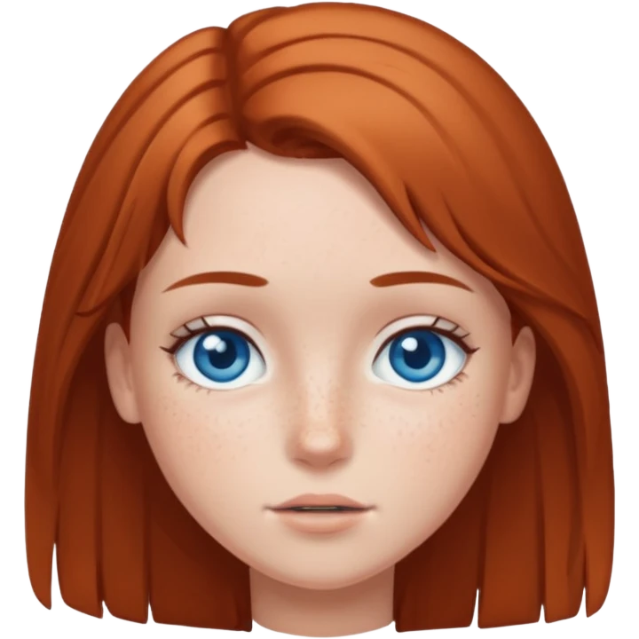 a girl with drown hair and blue eyes with freckles straight hair  emoji