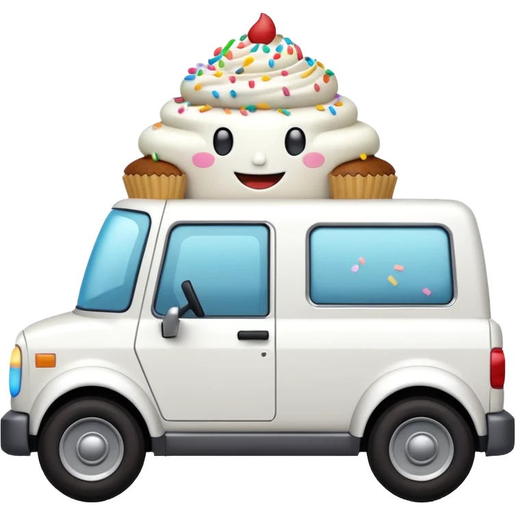 Happy cupcake was driving a Cybertruck emoji