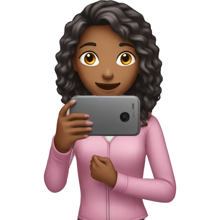 girl holding phone saying sh emoji