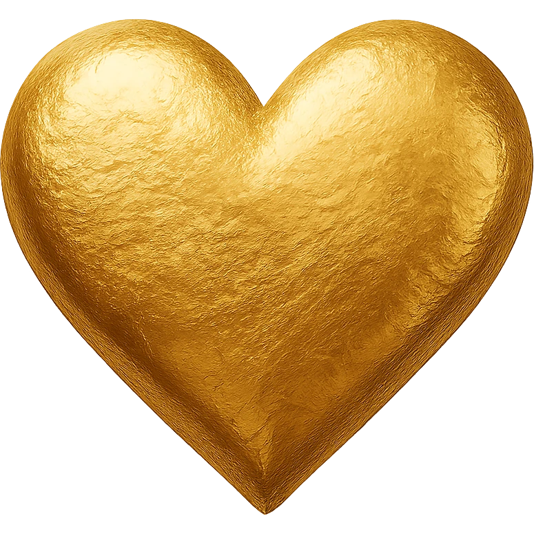 heart with a gold foil texture, clean digital illustration emoji