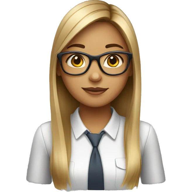 Girl with glasses and office tag. With straight hair and IT professional  emoji