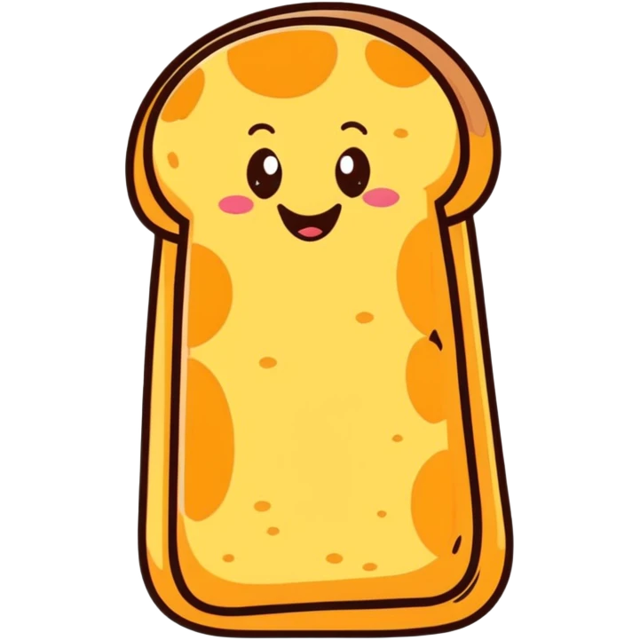 French bread with a happy face emoji