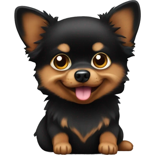Black and brown pomchi with the phone emoji