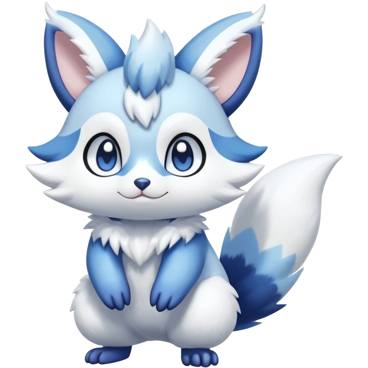 Shiny White Pastel Snowy Icy Sparkly Cute Furret-Meowstic-Zangoose-Hybrid (Full body) emoji