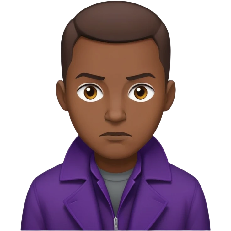 Amycus Carrow in harry potter, a man thin, brown hair, crew cut hair, look evil, dark purple coat emoji