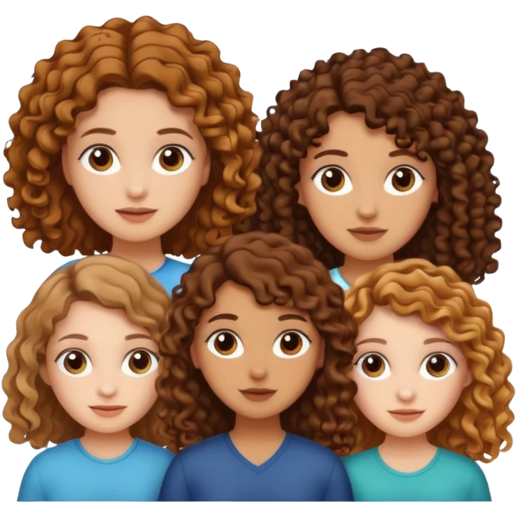 Three white girls, all of off this with brown hair but one whit straight one whit curly and one whit very curly(aesthetic) emoji