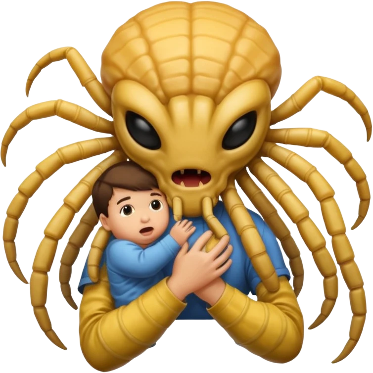 man with Baby Facehugger on his face emoji