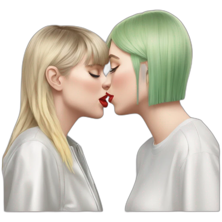 taylor swift and billie eilish kissing emoji