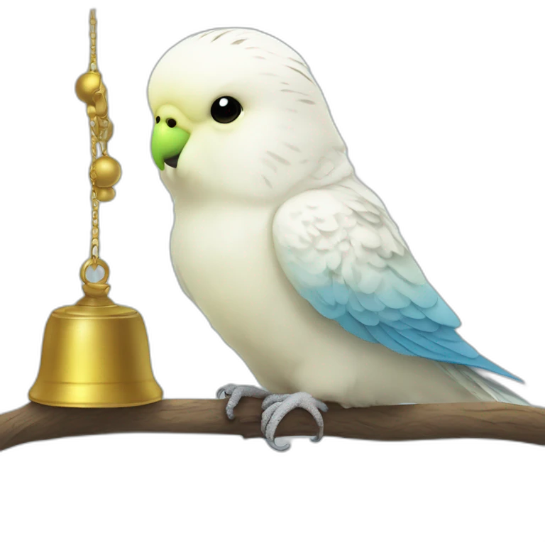white budgie with bell emoji