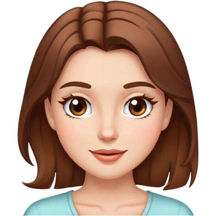 brown long hair girl with soft makeup, winking emoji
