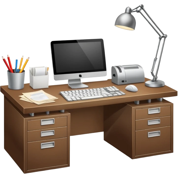 hollywood office desk with computer emoji