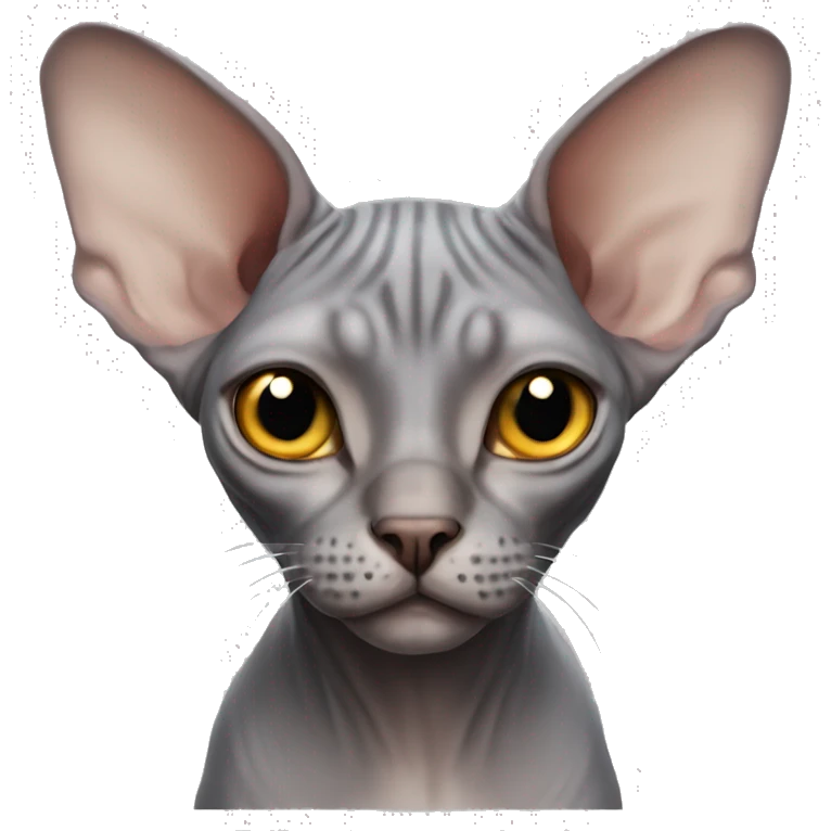 Sphynx cat gray with big ears  emoji