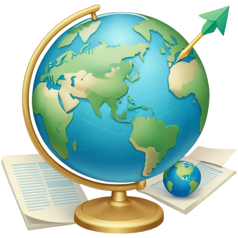 Create an emoji representing language translation. The design should feature an open book or a document with text in multiple languages (e.g., English, Spanish, Chinese), and a translation icon (such as an arrow between two languages) to symbolize the process of converting text. Include elements like a globe or a speech bubble to represent global communication. Use clear, simple lines and a color palette with blues, greens, and subtle neutral tones to convey the idea of clarity and understanding. Make the background transparent. emoji
