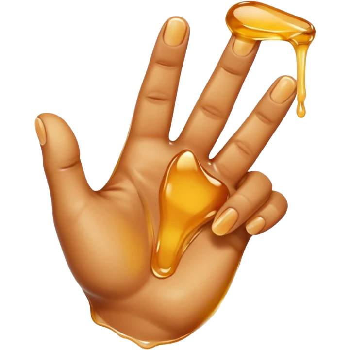 a hand with 2 fingers out and a sticky liquid on them emoji