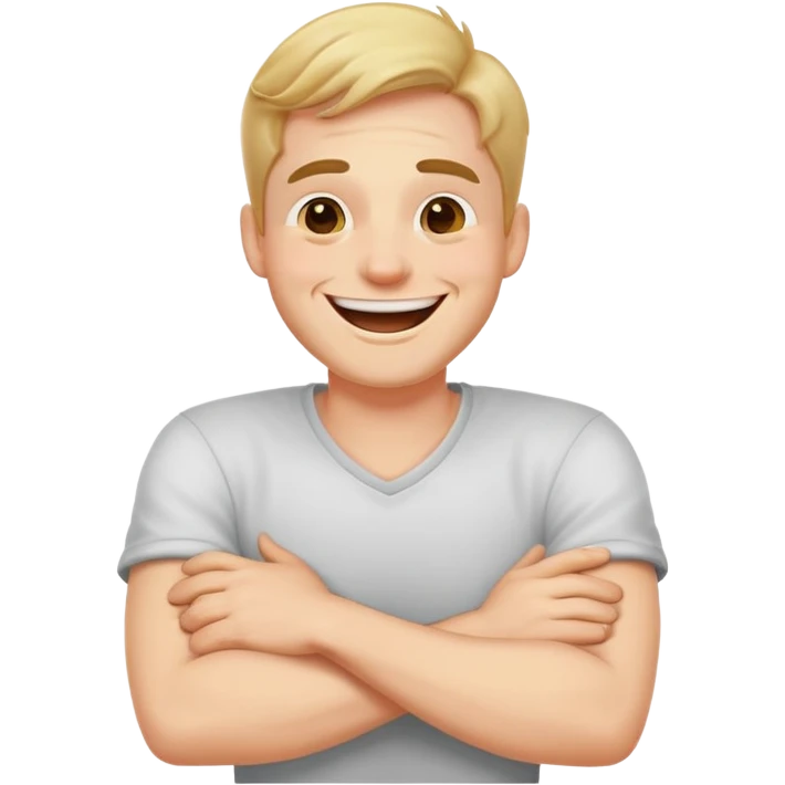 Arms crossed holding neck laughing guy emoji