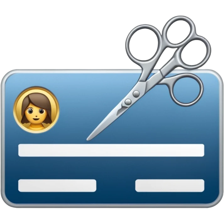 Scissors cutting military ID card in the middle front view emoji