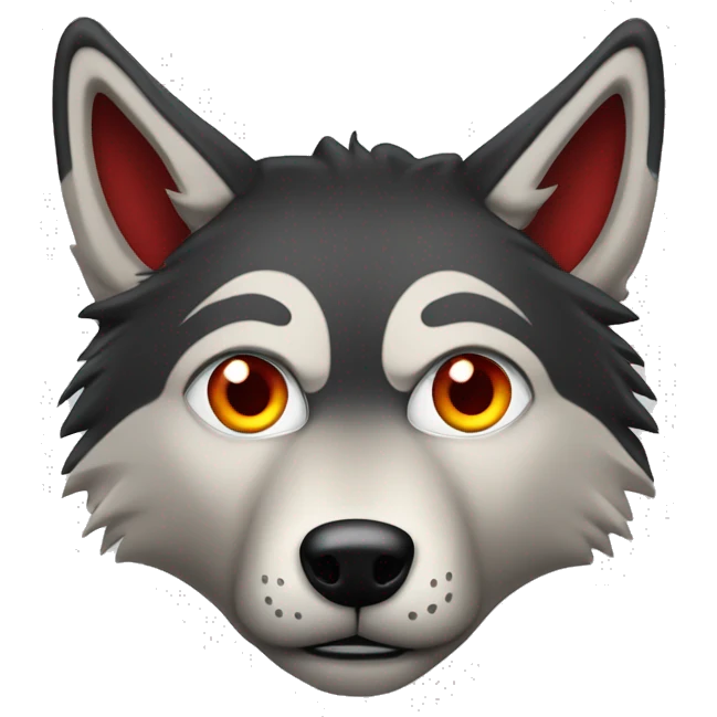 Loup méchant tou noir avec yeux rouges  emoji