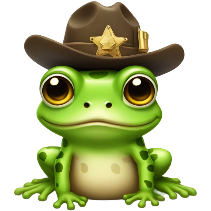 Really Cute frog with a sheriff badge and hat  emoji