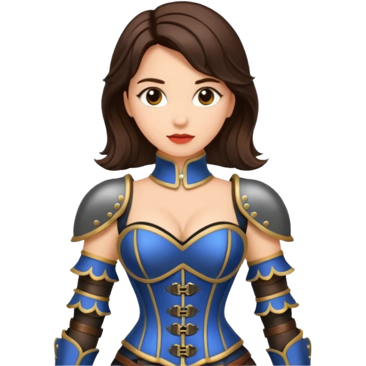 brunette woman with corset armour emoji