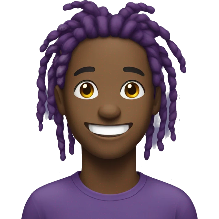 Young black man, purple dreadlocks, big smile  emoji