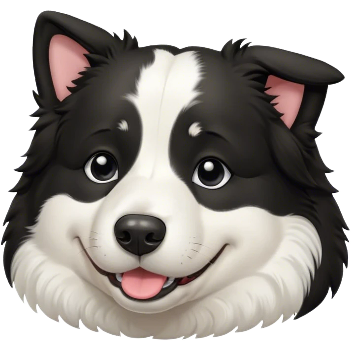 Cinematic Meme-Worthy Chubby Sleeping Border Collie Portrait Emoji, Head resting peacefully with a contented smile, showcasing a delightfully chubby build and a luxuriously soft black and white coat, eyes shut in a serene nap, Simplified yet hilariously adorable features, highly detailed, glowing with a soft, drowsy light, high shine, relaxed and utterly lovable, stylized with an air of playful laziness, bright and heartwarming, soft glowing outline, capturing the essence of a comically sleepy Border Collie, so meme-worthy it feels like it could instantly become the next viral sensation of adorable slumber! emoji