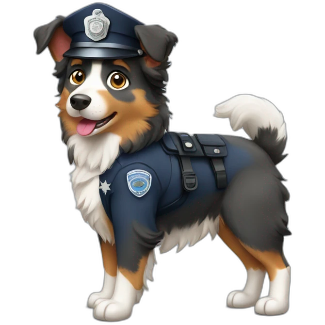 australian Shepherd in Police Uniform standing emoji