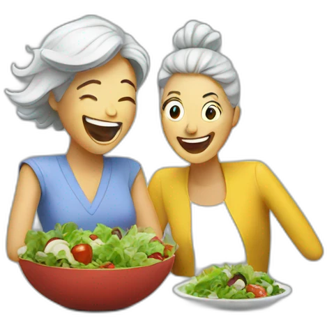 salad laughing alone with woman emoji