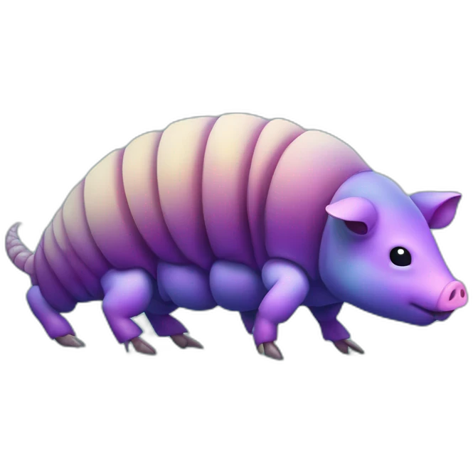 Iridescent cyan purple gradient pig armadillo cow centipede insect with star markings emoji