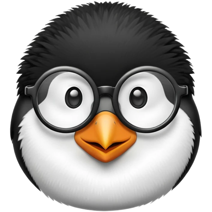 Penguin with round shaped glasses emoji